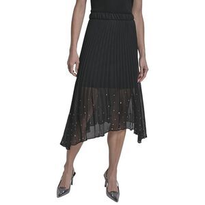 Dkny Womens  Chiffon Studded Midi Skirt